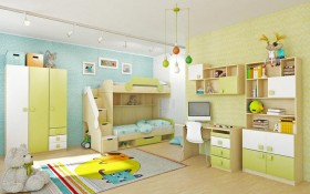 Детская комната Эппл (Зеленый/Белый/корпус Клен) в Полтавке - poltavka.katalogmebeli.com | фото 3
