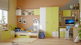 Детская комната Эппл (Зеленый/Белый/корпус Клен) в Полтавке - poltavka.katalogmebeli.com | фото 11