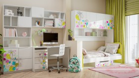 Детская комната Флер (Белый/корпус Выбеленное дерево) в Полтавке - poltavka.katalogmebeli.com | фото 2