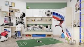 Детская комната Футбол ЧМ (Белый/Синий/корпус Клен) в Полтавке - poltavka.katalogmebeli.com | фото 2