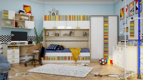 Детская комната Клаксон без машинок (Белый/корпус Клен) в Полтавке - poltavka.katalogmebeli.com | фото 5