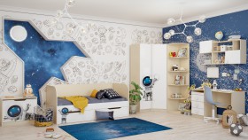 Детская комната Санни (Белый/корпус Клен) в Полтавке - poltavka.katalogmebeli.com | фото 2
