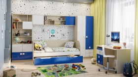 Детская комната Скай Люкс (Синий/Белый/корпус Клен) в Полтавке - poltavka.katalogmebeli.com | фото