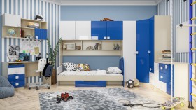 Детская комната Скай Люкс (Синий/Белый/корпус Клен) в Полтавке - poltavka.katalogmebeli.com | фото 3