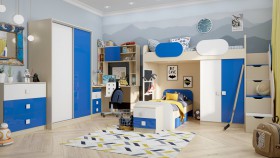 Детская комната Скай Люкс (Синий/Белый/корпус Клен) в Полтавке - poltavka.katalogmebeli.com | фото 5