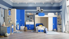 Детская комната Скай Люкс (Синий/Белый/корпус Клен) в Полтавке - poltavka.katalogmebeli.com | фото 7
