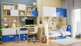 Детская комната Скай Люкс (Синий/Белый/корпус Клен) в Полтавке - poltavka.katalogmebeli.com | фото 9