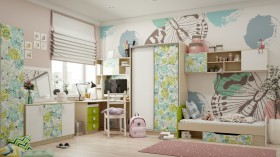 Детская комната Твит (Белый/Зеленый/корпус Клен) в Полтавке - poltavka.katalogmebeli.com | фото