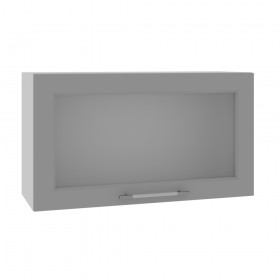 Гарда ВПГС 800 шкаф верхний горизонтальный со стеклом высокий (Белый Эмалит/корпус Серый) в Полтавке - poltavka.katalogmebeli.com | фото