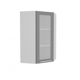 Гарда ВПУС 550 шкаф верхний угловой со стеклом высокий (Белый Эмалит/корпус Серый) в Полтавке - poltavka.katalogmebeli.com | фото