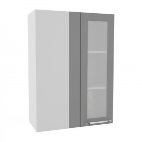 Гарда ВПУС 650 шкаф верхний угловой со стеклом высокий (Белый Эмалит/корпус Серый) в Полтавке - poltavka.katalogmebeli.com | фото
