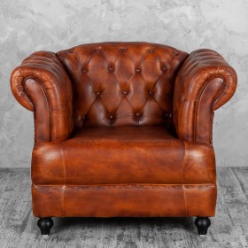 Кресло кожаное Лофт Честер-Нью (Коричневый, Рыжий) в Полтавке - poltavka.katalogmebeli.com | фото 7