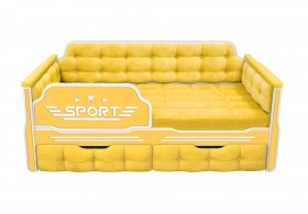 Кровать 160 серии Спорт 2 ящика 74 Жёлтый (мягкие боковые накладки) в Полтавке - poltavka.katalogmebeli.com | фото