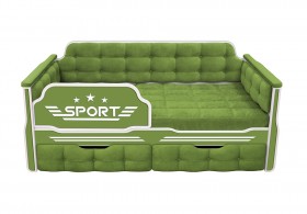 Кровать 160 серии Спорт 2 ящика 76 Зелёный (мягкие боковые накладки) в Полтавке - poltavka.katalogmebeli.com | фото