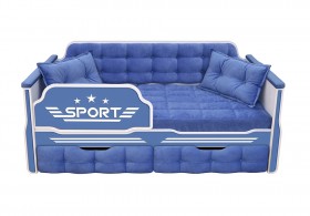 Кровать 160 серии Спорт 2 ящика 85 Синий (подушки) в Полтавке - poltavka.katalogmebeli.com | фото