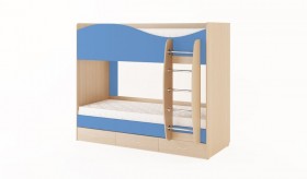 Кровать 2-х ярусная с ящиками (Беленый дуб/Синий) в Полтавке - poltavka.katalogmebeli.com | фото 1