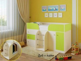 Кровать-чердак Малыш-4 Дуб молочный/Лайм в Полтавке - poltavka.katalogmebeli.com | фото