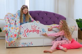 Кровать детская Эльза с бортиком Принцесса Белый/Фиолетовый в Полтавке - poltavka.katalogmebeli.com | фото 1