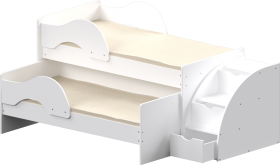 Кровать детская Матрешка выкатная с лестницей Белый в Полтавке - poltavka.katalogmebeli.com | фото