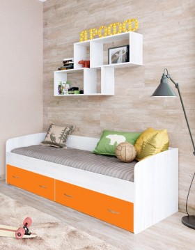 Кровать с выкатными ящиками Винтерберг/Оранжевый в Полтавке - poltavka.katalogmebeli.com | фото 1