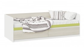 Кровать «Сканди» с 2 ящиками Дуб Гарден/Белый/Зеленый в Полтавке - poltavka.katalogmebeli.com | фото