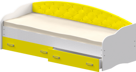Кровать Софа-7 с мягкой спинкой (800х1900) Белый/Желтый в Полтавке - poltavka.katalogmebeli.com | фото 1