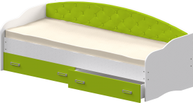 Кровать Софа-7 с мягкой спинкой (800х2000) Белый/Лайм в Полтавке - poltavka.katalogmebeli.com | фото