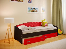 Кровать Софа-8 с мягкой спинкой (900х1900) Венге/Красный в Полтавке - poltavka.katalogmebeli.com | фото