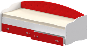 Кровать Софа-8 с мягкой спинкой (900х2000) Белый/Красный в Полтавке - poltavka.katalogmebeli.com | фото
