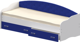 Кровать Софа-8 с мягкой спинкой (900х2000) Белый/Синий в Полтавке - poltavka.katalogmebeli.com | фото