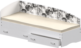 Кровать Софа-9 с мягкой спинкой с рисунком Милана (900х1900) Белый в Полтавке - poltavka.katalogmebeli.com | фото 1
