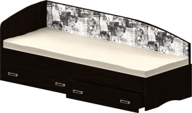 Кровать Софа-9 с мягкой спинкой с рисунком Милана (900х1900) Венге в Полтавке - poltavka.katalogmebeli.com | фото