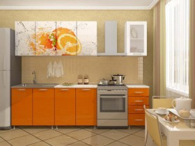 Кухонный гарнитур 1,8м Апельсин (Белый/Оранжевый металлик/Фотопечать апельсин) в Полтавке - poltavka.katalogmebeli.com | фото