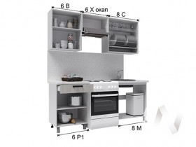 Кухня Салли 2.0 м с окапом (белый/сандал белый, серый/26 мм/дуб вотан) в Полтавке - poltavka.katalogmebeli.com | фото 3