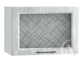 Либерти Шкаф верхний горизонтальный со стеклом ШВГС 609 (Холст грей/корпус белый) в Полтавке - poltavka.katalogmebeli.com | фото