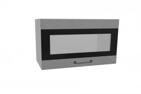 Лофт ПГСФ 600 шкаф верхний горизонтальный со стеклом и фотопечатью (Штукатурка серая/корпус Серый) в Полтавке - poltavka.katalogmebeli.com | фото