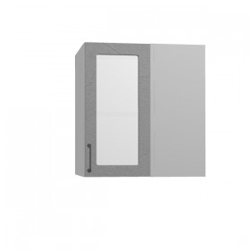 Лофт ПУС 650 шкаф верхний угловой со стеклом (Штукатурка серая/корпус Серый) в Полтавке - poltavka.katalogmebeli.com | фото