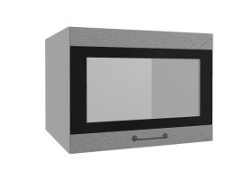 Лофт ВПГСФ 600 шкаф верхний горизонтальный со стеклом высокий с фотопечатью (Штукатурка серая/корпус Серый) в Полтавке - poltavka.katalogmebeli.com | фото