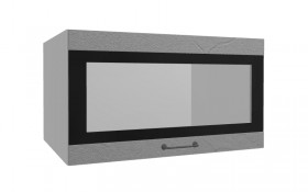 Лофт ВПГСФ 800 шкаф верхний горизонтальный со стеклом высокий с фотопечатью (Штукатурка серая/корпус Серый) в Полтавке - poltavka.katalogmebeli.com | фото
