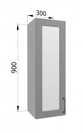 Лофт ВПС 300 шкаф верхний со стеклом высокий (Штукатурка серая/корпус Серый) в Полтавке - poltavka.katalogmebeli.com | фото