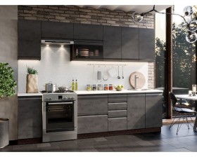Модульная кухня Бруклин 2,8 м (Бетон черный/Венге) в Полтавке - poltavka.katalogmebeli.com | фото