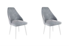 Набор стульев Милан 2 шт (серый велюр/белый) в Полтавке - poltavka.katalogmebeli.com | фото