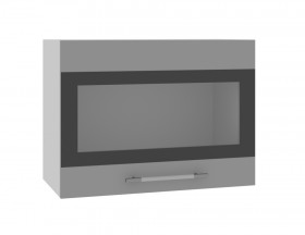 Норд ШВГС 600 Шкаф верхний горизонтальный со стеклом (Софт черный/корпус Белый) в Полтавке - poltavka.katalogmebeli.com | фото
