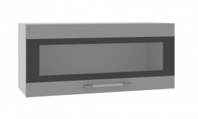 Норд ШВГС 800 Шкаф верхний горизонтальный со стеклом (Софт черный/корпус Белый) в Полтавке - poltavka.katalogmebeli.com | фото