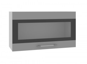 Олива ВПГСФ 800 Шкаф верхний горизонтальный со стеклом с фотопечатью высокий (Снег глянец/корпус Серый) в Полтавке - poltavka.katalogmebeli.com | фото