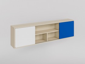 Полка между шкафами 1660 Скай люкс (Синий/Белый/корпус Клен) в Полтавке - poltavka.katalogmebeli.com | фото