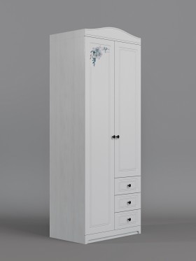Шкаф 2-х створчатый с ящиками Бэлла (Выбеленное дерево/Белый) в Полтавке - poltavka.katalogmebeli.com | фото