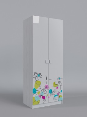 Шкаф 2-х створчатый с ящиками Флёр (Белый/корпус Выбеленное дерево) в Полтавке - poltavka.katalogmebeli.com | фото