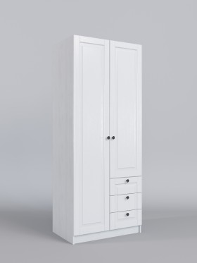 Шкаф 2-х створчатый с ящиками Классика (Белый/корпус Выбеленное дерево) в Полтавке - poltavka.katalogmebeli.com | фото