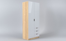 Шкаф 2-х створчатый с ящиками Лофт (Белый/корпус Дуб Сонома) в Полтавке - poltavka.katalogmebeli.com | фото